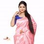 Fashionvibes Silk solid woven Saree (pink & blue)