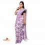 Fashionvibes white & lavender Malmal cotton printed saree