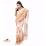 Fashionvibes white & yellow Malmal cotton printed saree