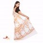 Fashionvibes white & yellow Malmal cotton printed saree