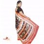 Fashionvibes Bhagalpuri Tussar Silk Printed Saree (Black,Beige & red)