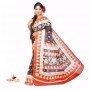 Fashionvibes Bhagalpuri Tussar Silk Printed Saree (Black,Beige & red)