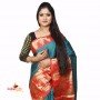 Fashionvibes Red & Green South silk saree