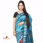 Fashionvibes Art silk patli-pallu printed saree (Red & Blue)
