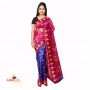 Fashionvibes Art silk patli-pallu printed saree (Magenta & Blue)