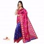 Fashionvibes Art silk patli-pallu printed saree (Magenta & Blue)
