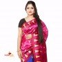 Fashionvibes Art silk patli-pallu printed saree (Magenta & Blue)