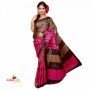 Bhagalpuri Tussar Silk Printed Saree (Magenta pink & beige)