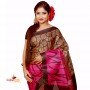 Bhagalpuri Tussar Silk Printed Saree (Magenta pink & beige)