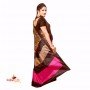 Bhagalpuri Tussar Silk Printed Saree (Magenta pink & beige)