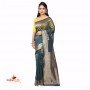 Dark Green Linen Silk Saree