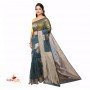 Dark Green Linen Silk Saree