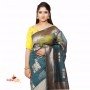 Dark Green Linen Silk Saree