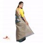 Dark Green Linen Silk Saree