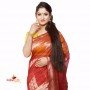 Red Linen Silk Saree
