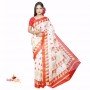 Fashionvibes  Printed Bhagalpuri Tussar Silk Saree  (White)