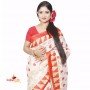 Fashionvibes  Printed Bhagalpuri Tussar Silk Saree  (White)