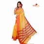 Fashionvibes  Woven Handloom Cotton Linen Blend Saree  (Yellow)