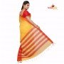 Fashionvibes  Woven Handloom Cotton Linen Blend Saree  (Yellow)
