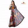Fashionvibes Black,Grey,Magenta Chiffon Saree