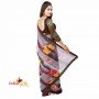 Fashionvibes Black,Grey,Magenta Chiffon Saree