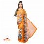 Fashionvibes Orange Chiffon Saree