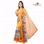 Fashionvibes Orange Chiffon Saree