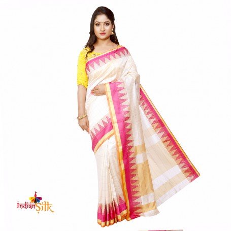 Fashionvibes  Woven Bollywood Silk Blend Saree  (Pink)
