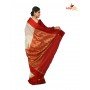Fashionvibes Red White Garad Silk Saree