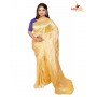 Fashionvibes Yellow Poly Silk Saree